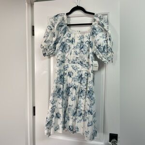 NWT Rachel Parcell Blue Floral Puff Sleeve Dress